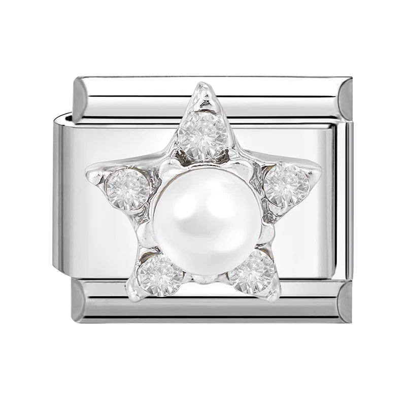 2025 Original Zircon Bow Knot Star Cherry Italian Charm | Stainless Steel 9mm Links DIY Modular Bracelet Jewelry Wholesale