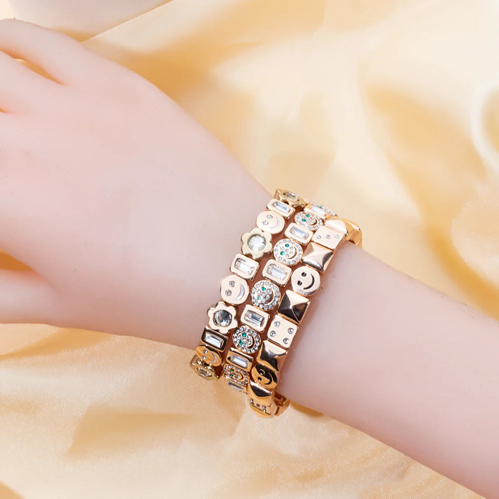 Gold Flower Charm Beaded Bracelet for Women | Boho Summer Jewelry Gift 2023