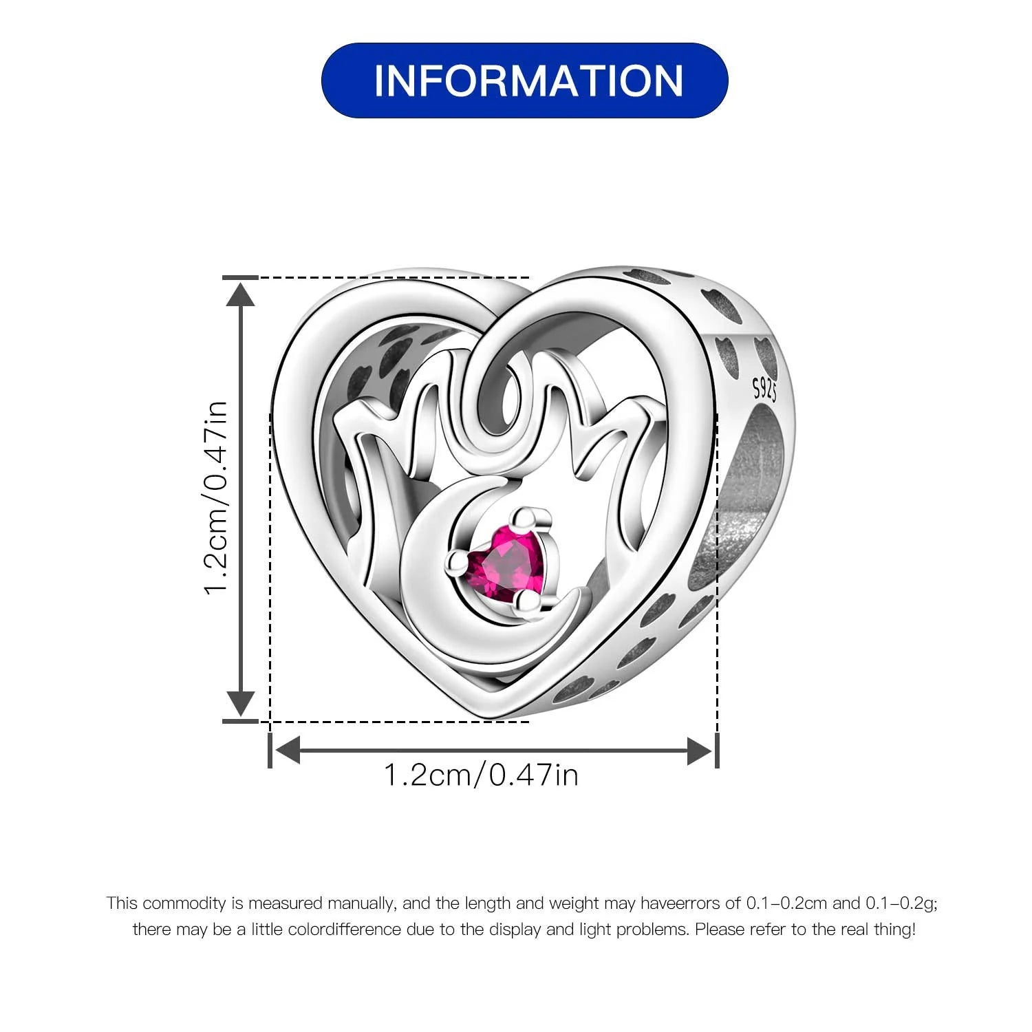 925 Sterling Silver Mother Daughter Love Embrace Pendant Charm | Heart Shaped Bracelet Bead DIY Fine Jewelry Gift