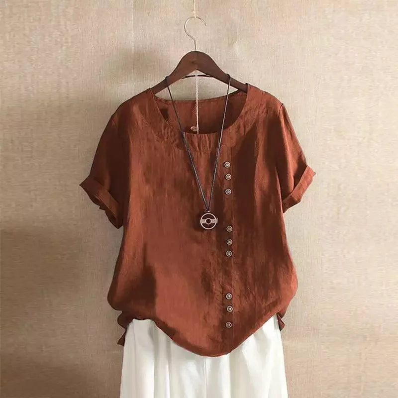 Women Cotton Linen Streetwear Summer Y2K Tops – Vintage Casual Elegant T-Shirt Loose Fashion Tee 👕✨