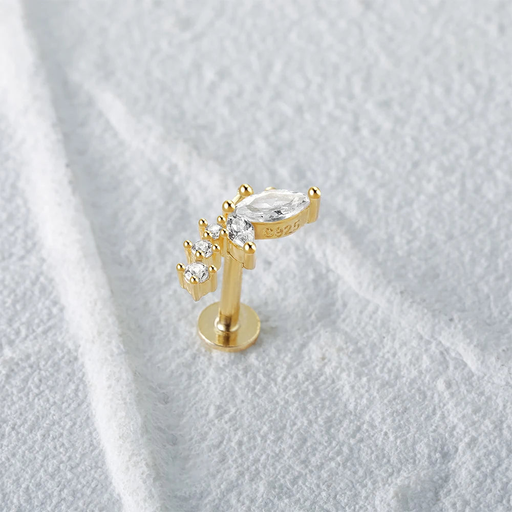 Aide 925 Sterling Silver Geometric Multi Piercing Stud Earrings for Women – K Gold Tassel Elegant Jewelry Gift