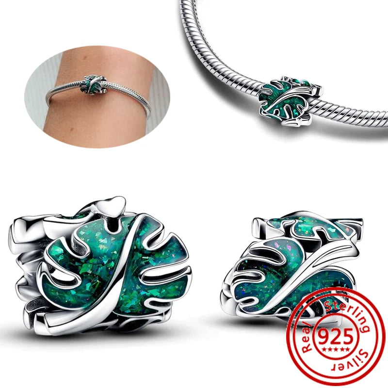 New 925 Sterling Silver Forever Always Love Murano Glass Beads | Sparkling Lucky Charms for Original Pantaro Bracelets DIY Jewelry