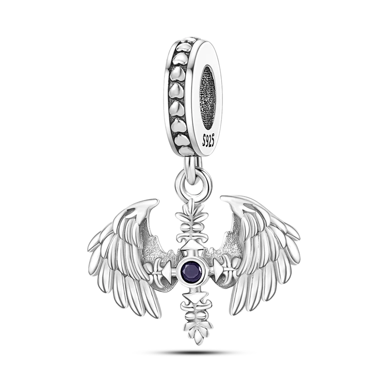 S925 Silver Angel Baby Charms | Heart Shape Wings Dangle Beads Fit Bracelet & Necklace