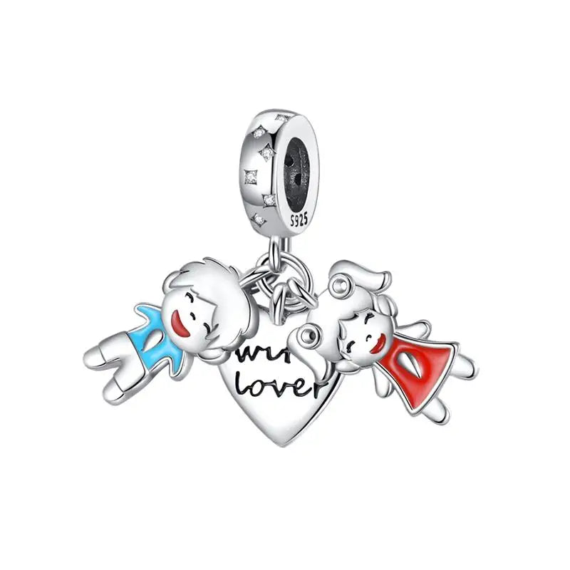 925 Sterling Silver Sweetheart Sister Charm | Fit Original Pandora & 3mm Bracelets DIY Jewelry Gift for Women