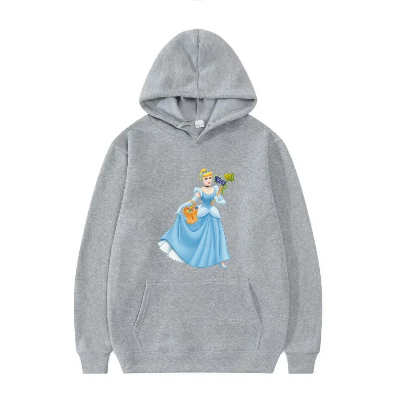 Disney Princess Graphic Hoodie | Y2K Sweet Style Long Sleeve Sweatshirt with Pockets for Women
