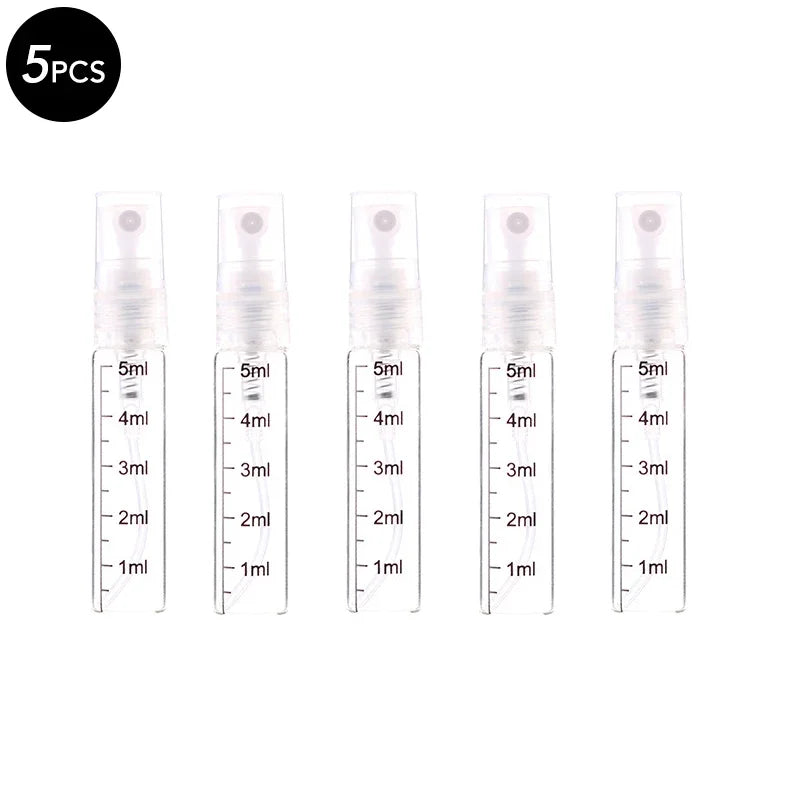 5/10PCS Mini Glass Perfume Bottles – 3ML / 5ML / 10ML Travel Toner & Cosmetic Dispenser | Tea-Colored Graduated Bottles