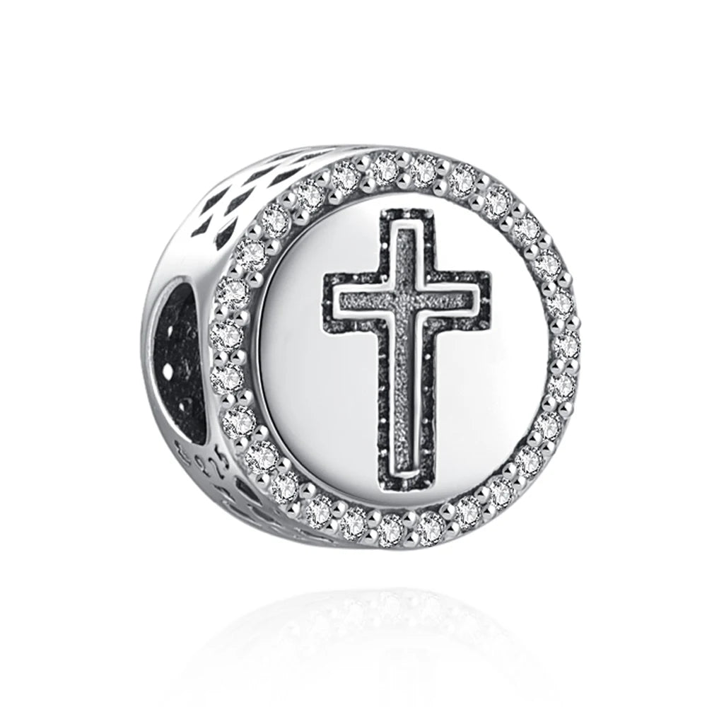 New 925 Sterling Silver Plated Christ Cross Buddha Charm Bead | Fit Original Pendant Bracelet DIY Fashion Jewelry