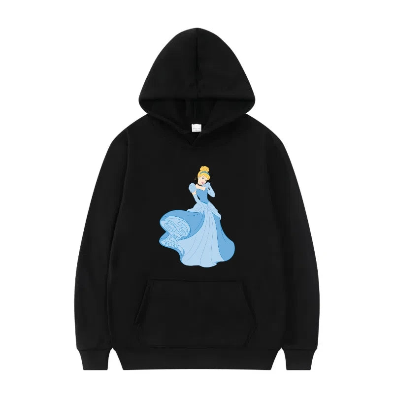 Disney Princess Graphic Hoodie | Y2K Sweet Style Long Sleeve Sweatshirt with Pockets for Women