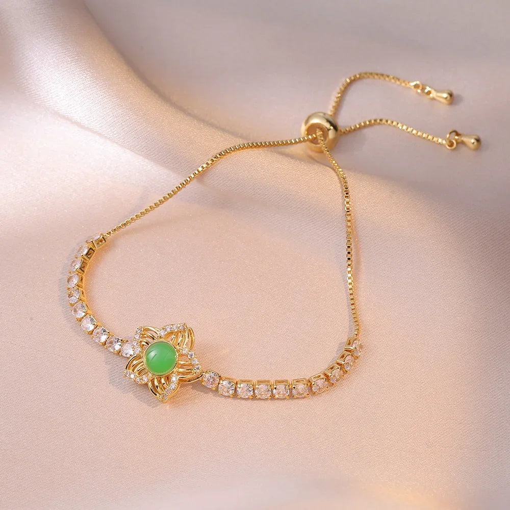 Multicolor Heart Charm Bracelet 💖 Titanium Steel Rhinestone Jewelry