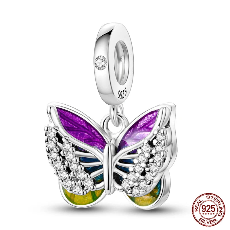 Fashion 925 Sterling Silver Colorful Butterfly Dragonfly Hummingbird Charms – Spring Series Beads Fit 925 DIY Bracelet