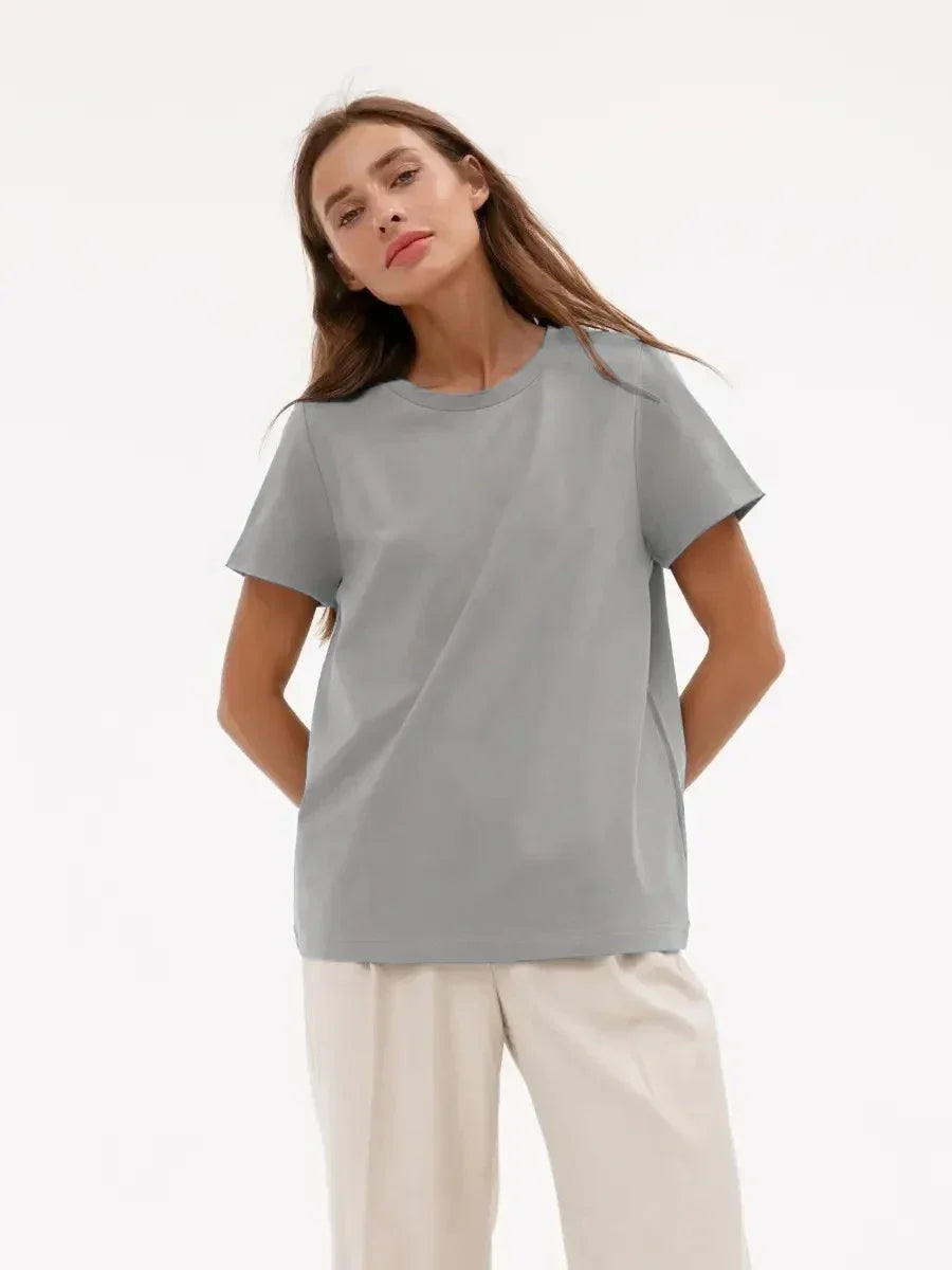 Bornladies Women’s Summer Cotton T-Shirt | Basic Solid Short Sleeve Loose Top | Fashionable Bottoming Shirt