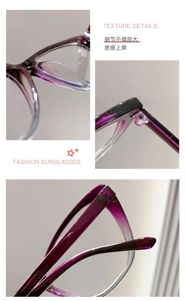 Fashion Ladies Reading Glasses – Trendy Luxury Cat Eye Presbyopia Anti-Blue Light Eyeglasses for Women & Men