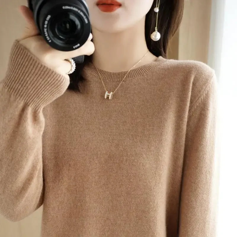 2025 Women Sweater Korean Fashion – Spring Autumn Long Sleeve O-Neck Knitwear Soft Warm Pullovers Bottoming Shirts