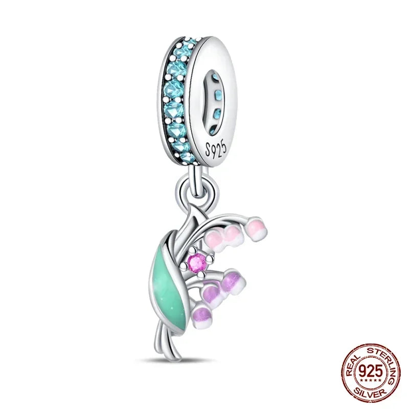 925 Sterling Silver Classic Purple Retro Heart Charm | Lotus Angel Beads for Bracelet & Necklace DIY Jewelry