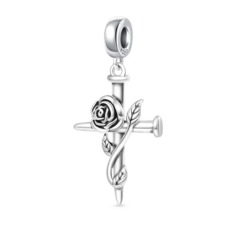 New 925 Sterling Silver Plated Christ Cross Buddha Charm Bead | Fit Original Pendant Bracelet DIY Fashion Jewelry