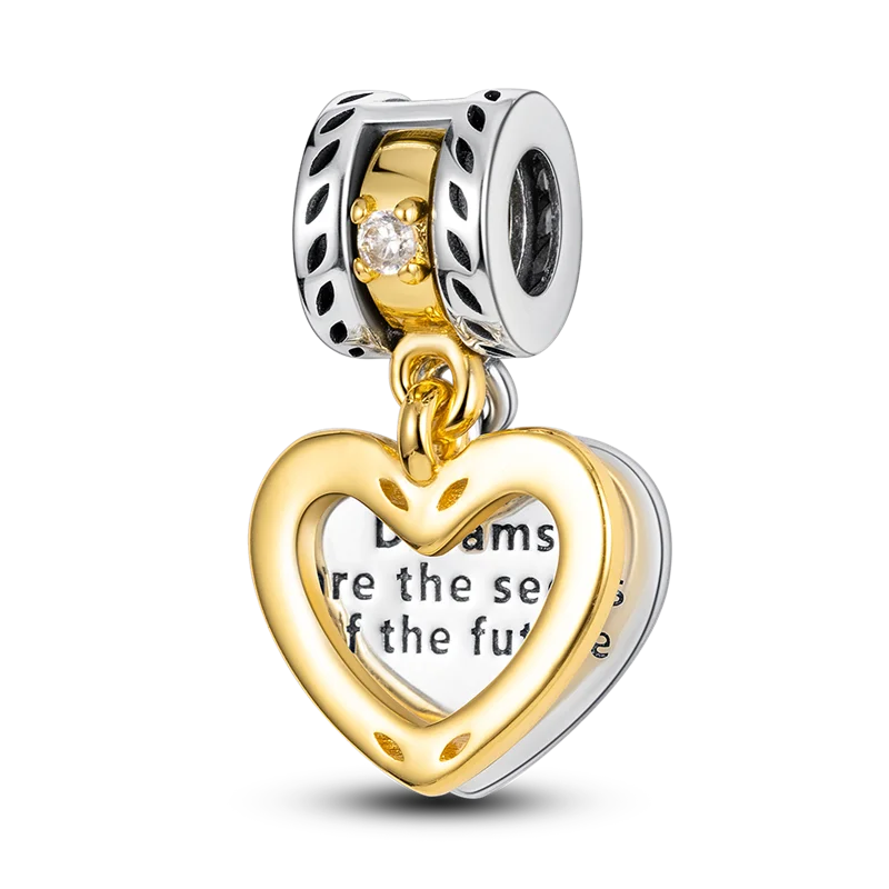 925 Sterling Silver Colorful Charms – Rose, Crown, Rainbow & Heart Dangle Beads Fit Pandora Bracelet & Necklace