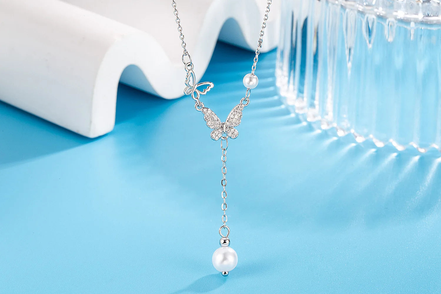 925 Sterling Silver Butterfly Pearl Necklace | Women’s Fashion Jewelry – Birthday & Wedding Gift