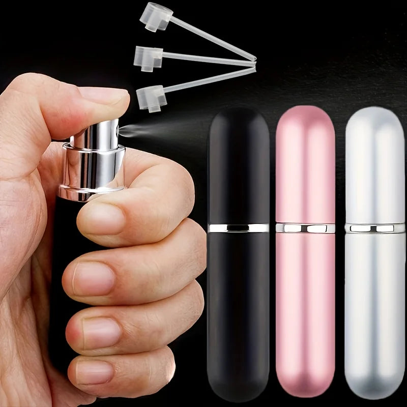 4-Pack Mini 0.16oz Perfume Spray Bottles – Refillable Travel Spray Containers with 3 Dispensers | Portable Perfume Pump Cases