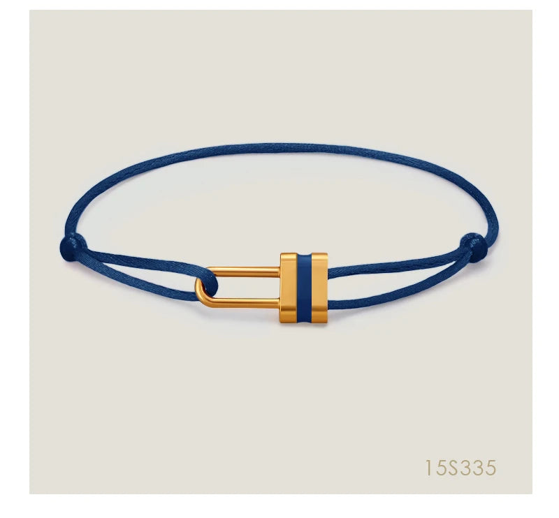 MOONLIGHT Adjustable Silk Rope Lock Charm Bracelet | Unisex Fashion Friendship Jewelry Gift for Women & Men