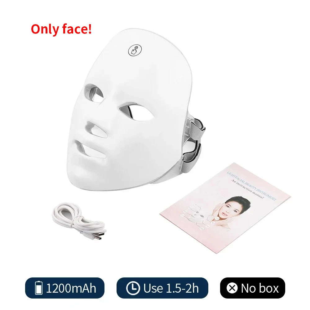 Wireless 7 Colors LED Face & Neck Mask | Photon Facial Rejuvenation & Skin Tightening