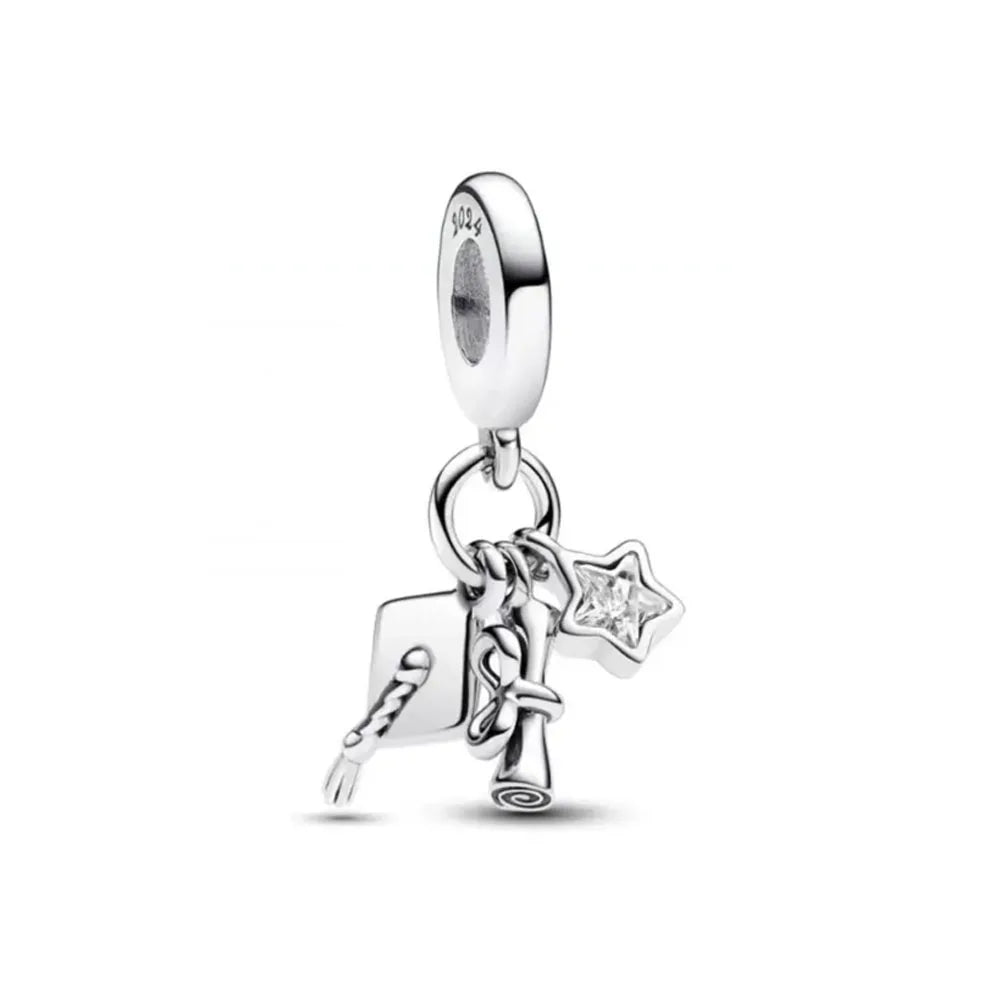 925 Sterling Silver Airplane, Leaf & Angel Charms | Painted Bead Pendants Fit Original European Bracelet DIY Jewelry