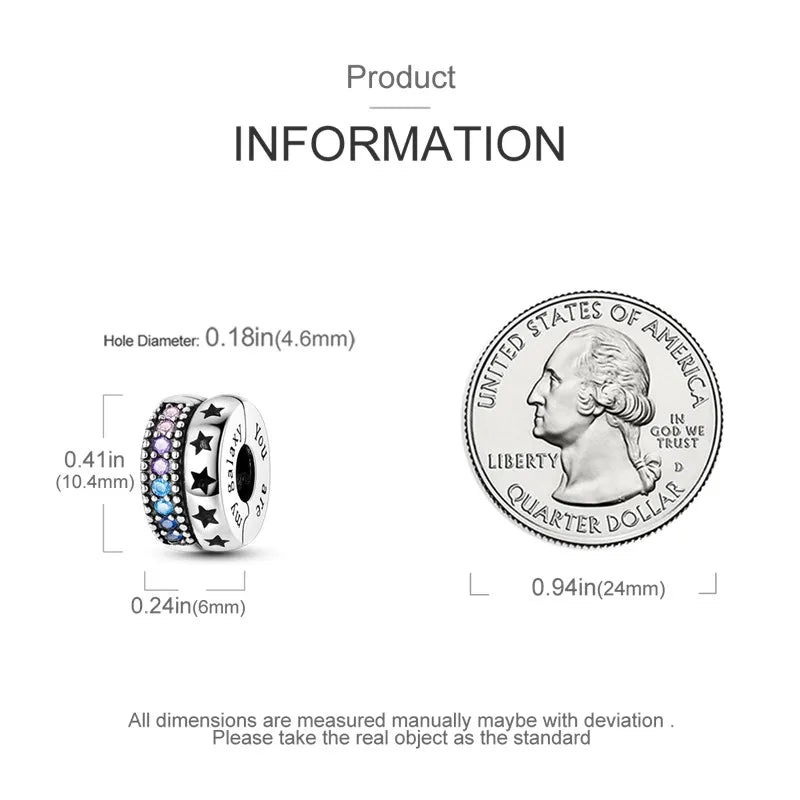 925 Sterling Silver Colorful Luminous Charms | Shell Turtle Star Beads