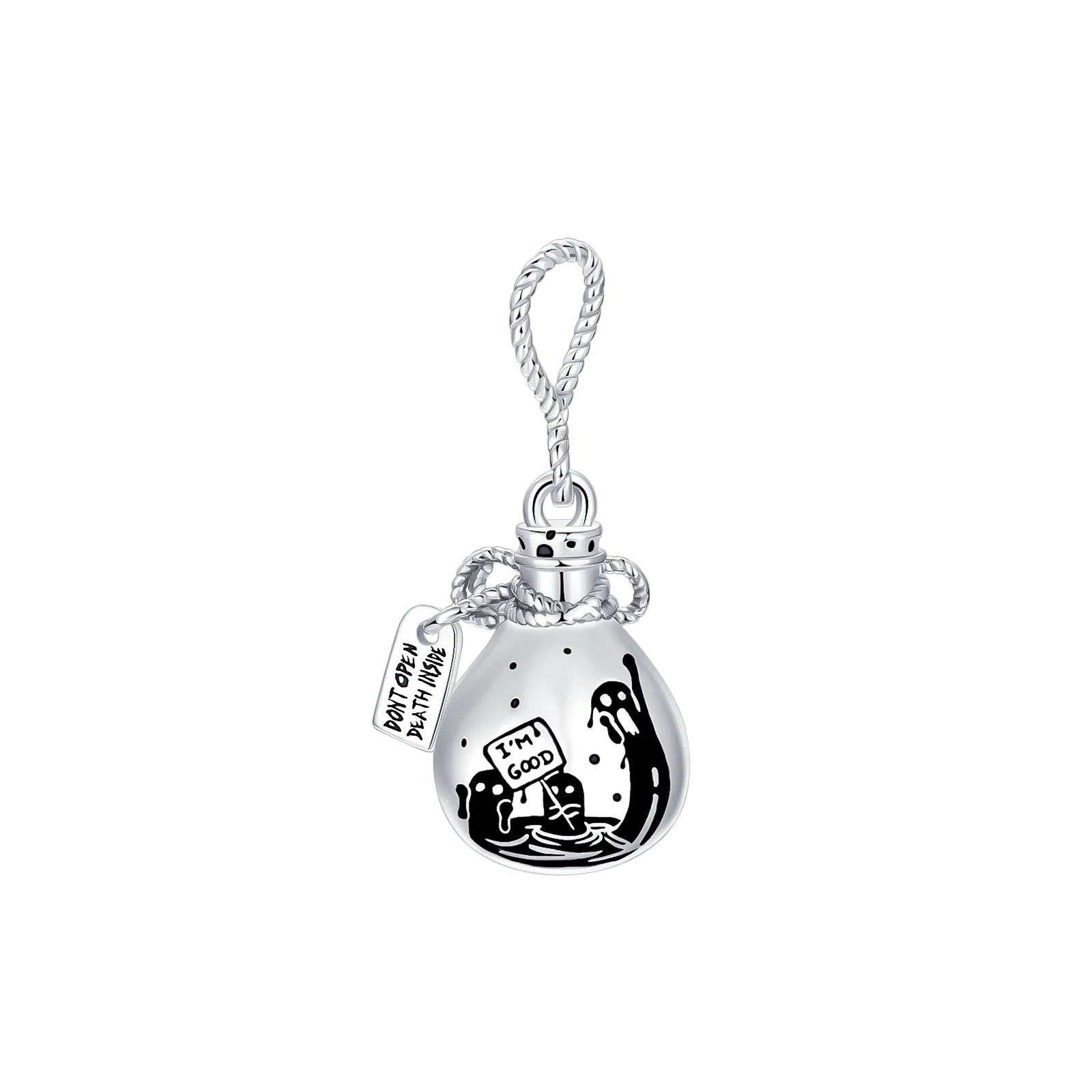 Original 925 Sterling Silver Horror Charms – Nun, Grim Reaper & Poison Apple Pendants for DIY Bracelet