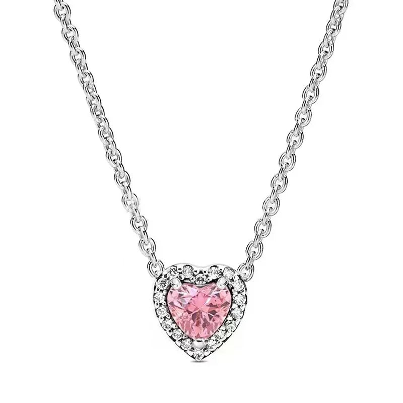 Colorful Heart-Shaped 925 Sterling Silver Pendant Necklace – Lover’s Holiday Jewelry