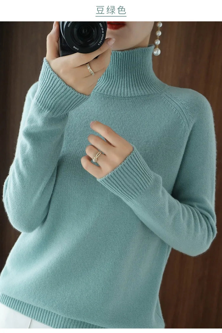 2025 Casual Autumn Winter Women Turtleneck Sweater – Thick Warm Long Sleeve Korean Knit Pullover