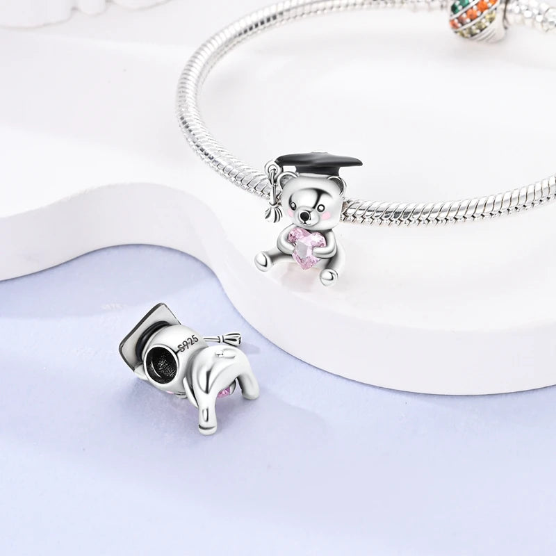 925 Sterling Silver Animal Charms | Cat, Dog & Heart Beads Fit Original Bracelet DIY Jewelry Gift for Women
