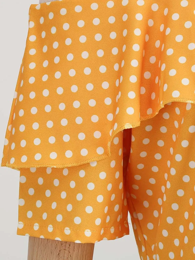 Off-Shoulder Elegant Vintage Party Dress – Women’s Summer Polka Dot Ruffles A-Line Midi Dress