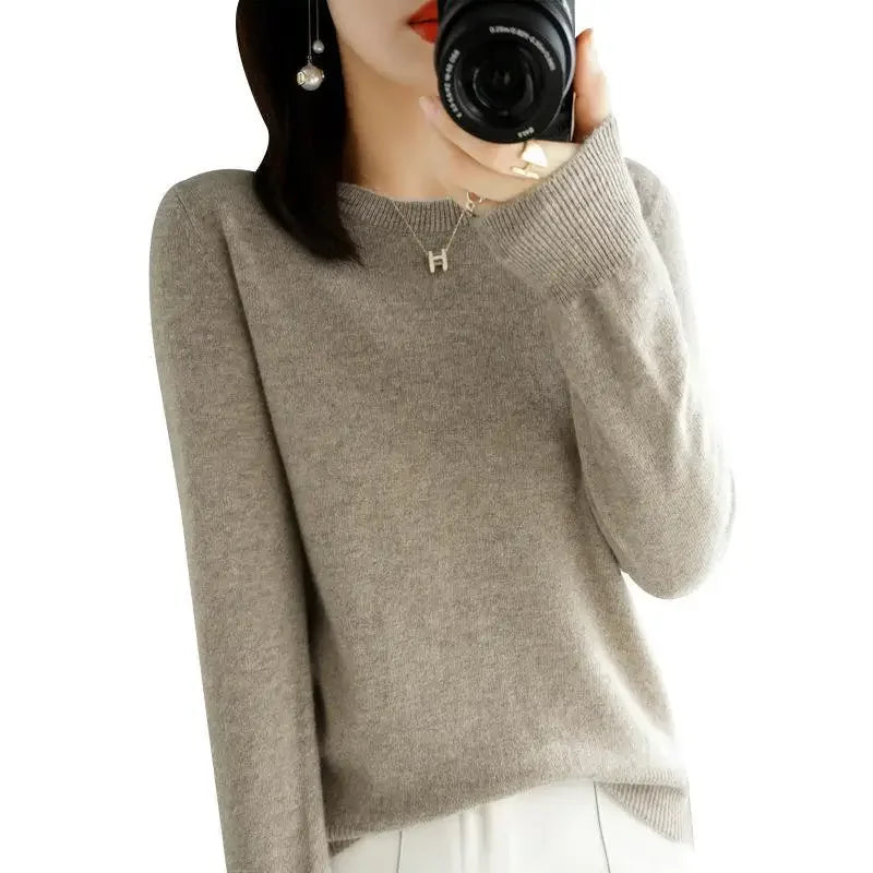 2025 Women Sweater Korean Fashion – Spring Autumn Long Sleeve O-Neck Knitwear Soft Warm Pullovers Bottoming Shirts