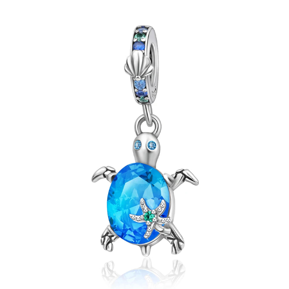 Hot Sale 925 Sterling Silver Summer Ocean Star & Turtle Dangle Charm Bead | Fit Pandora Bracelet