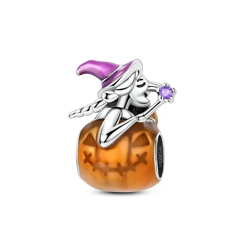 Original 925 Sterling Silver Halloween Charms | Pumpkin, Skull, Witch & Ghost Beads for Earrings, Pendants, Bracelets & Necklaces