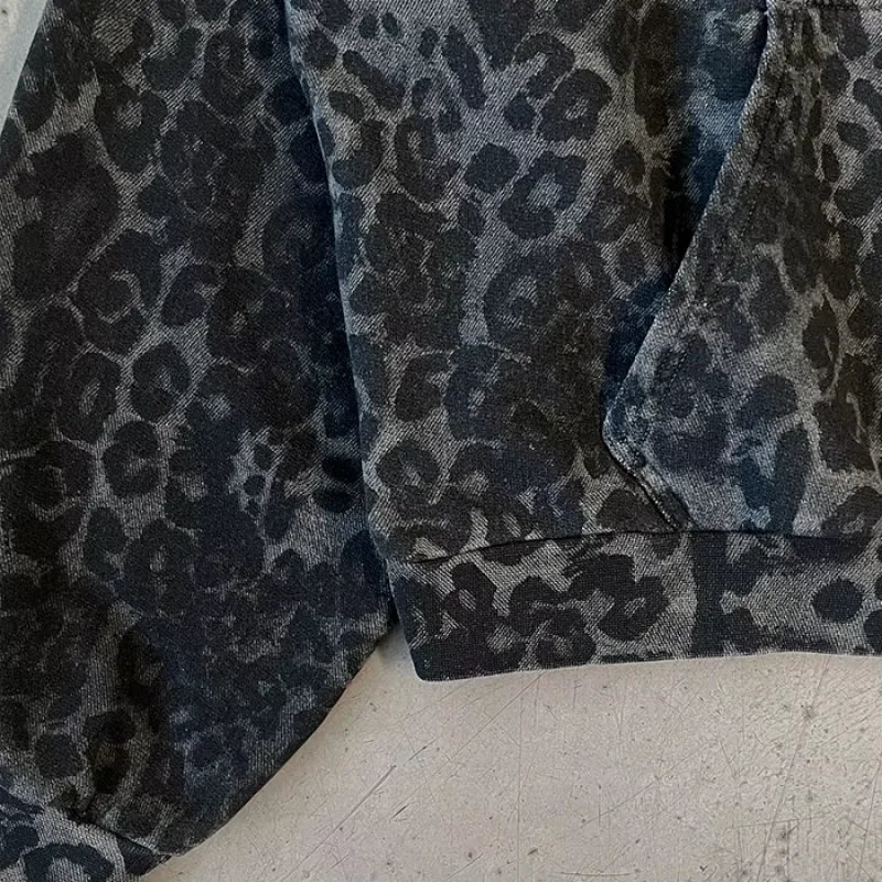 2025 Leopard Print Zipper Hoodie | Harajuku Streetwear Sweatshirt | Warm Autumn Winter Fashion for Women