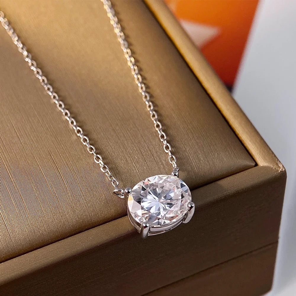 COSYA 1-3CT Oval Cut Moissanite Pendant Necklace – S925 Silver & 18K Gold for Women