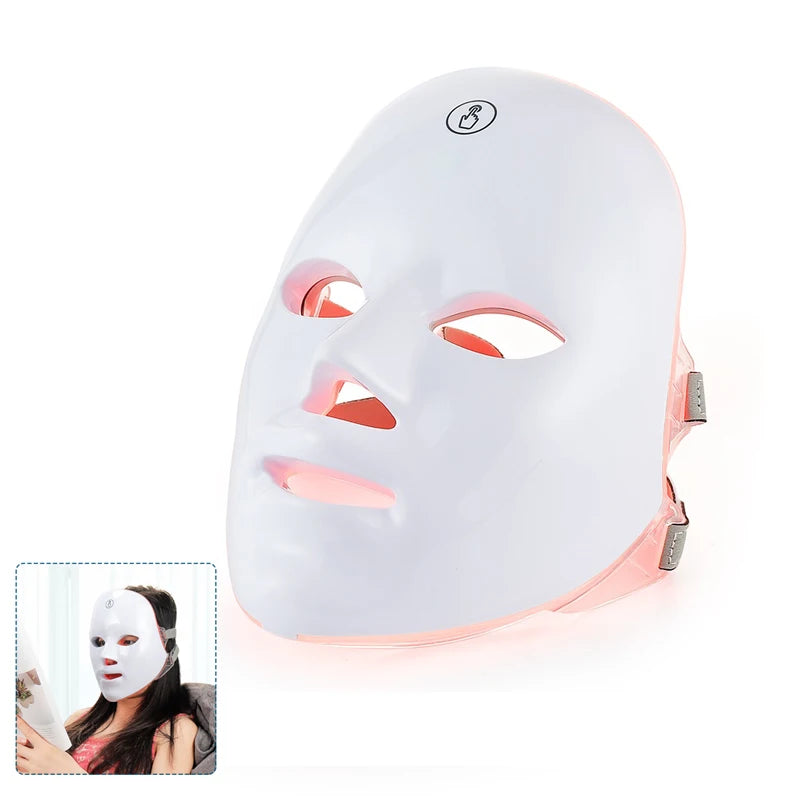 Wireless 7 Colors LED Face & Neck Mask | Photon Facial Rejuvenation & Skin Tightening