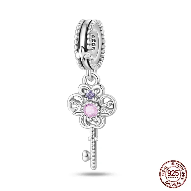 925 Sterling Silver Classic Purple Retro Heart Charm | Lotus Angel Beads for Bracelet & Necklace DIY Jewelry