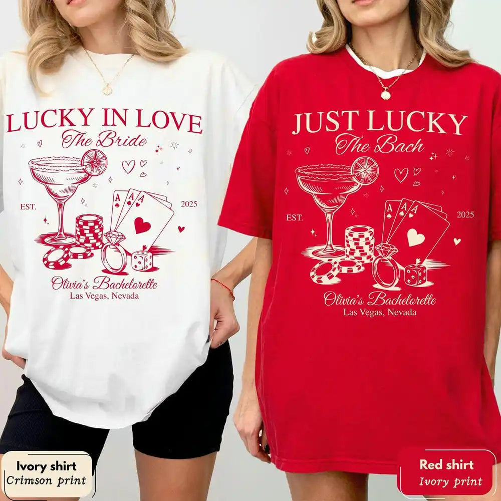Lucky In Love Las Vegas Shirt 💍✨ Custom Bachelorette Party Unisex Tee