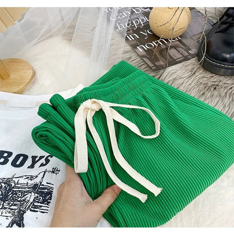 Women’s High-Waisted Pleated Trousers | Slim Fit Floor-Length Wide-Leg Pants for Ladies