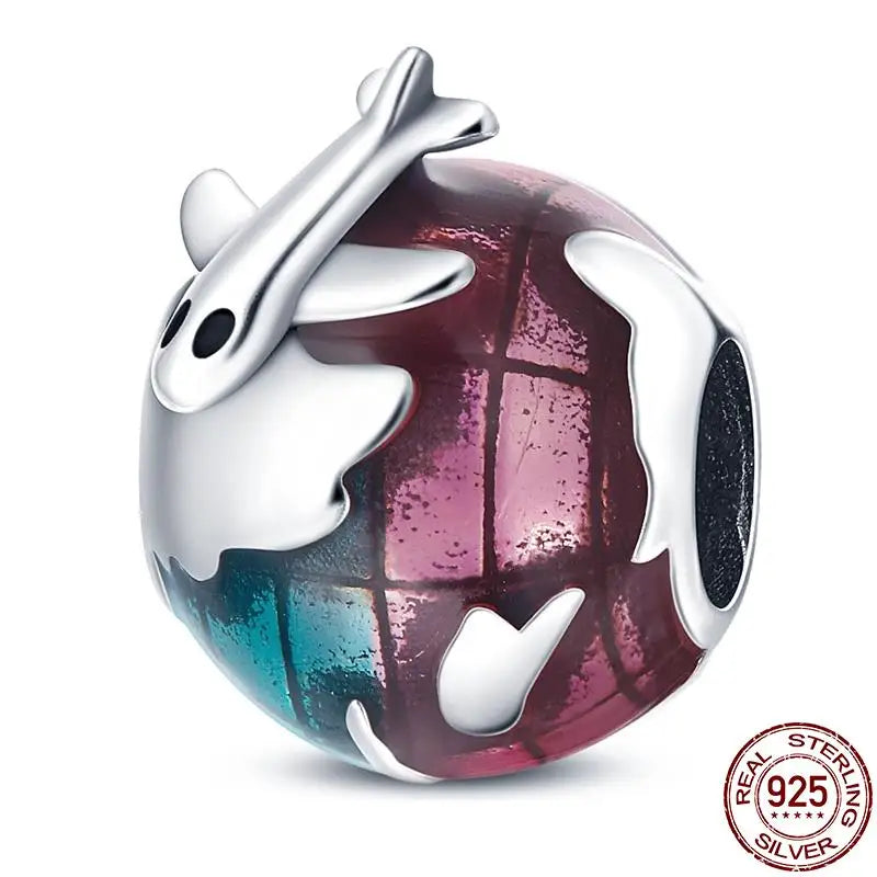 2023 New 925 Sterling Silver Earth Plane & Hot Air Balloon Travel Charms – Fits Pandora Original Bracelets DIY Jewelry