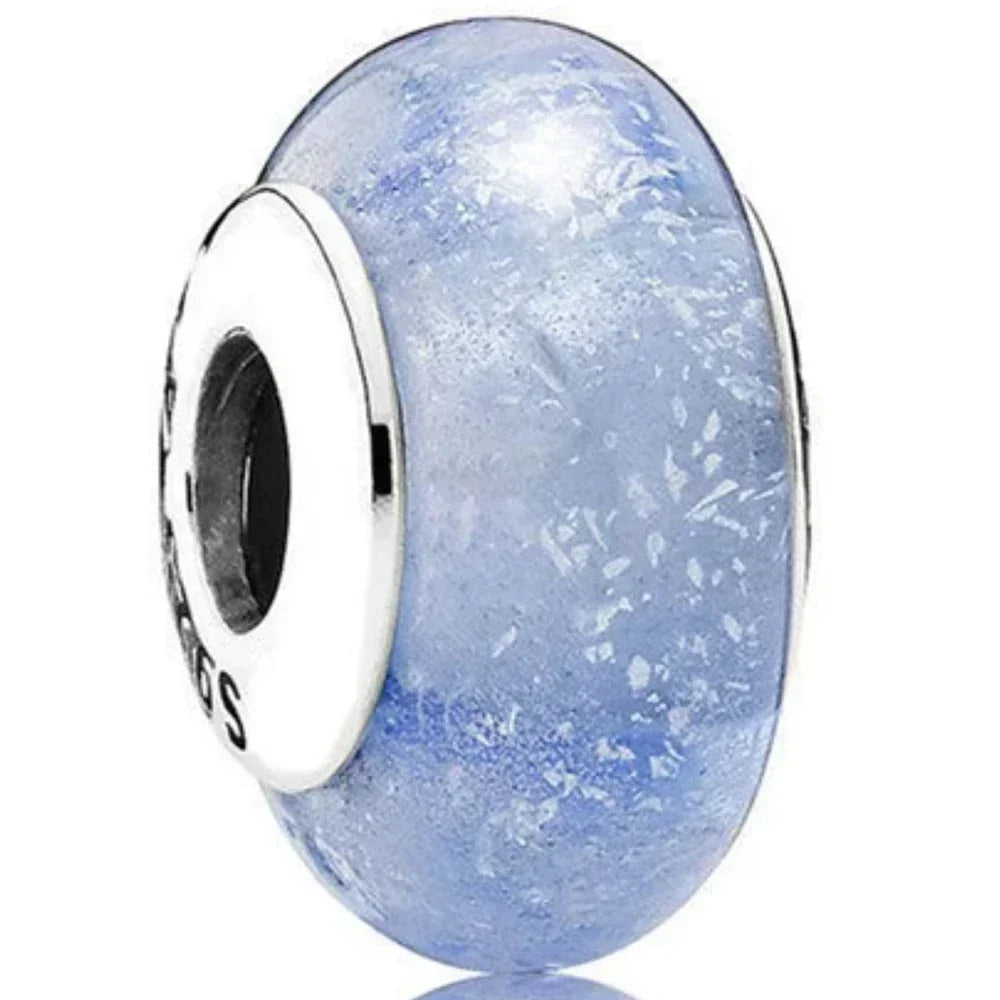 2025 Classic 925 Sterling Silver Colored Flower & Leaf Murano Glass Charm Beads | DIY Bracelet