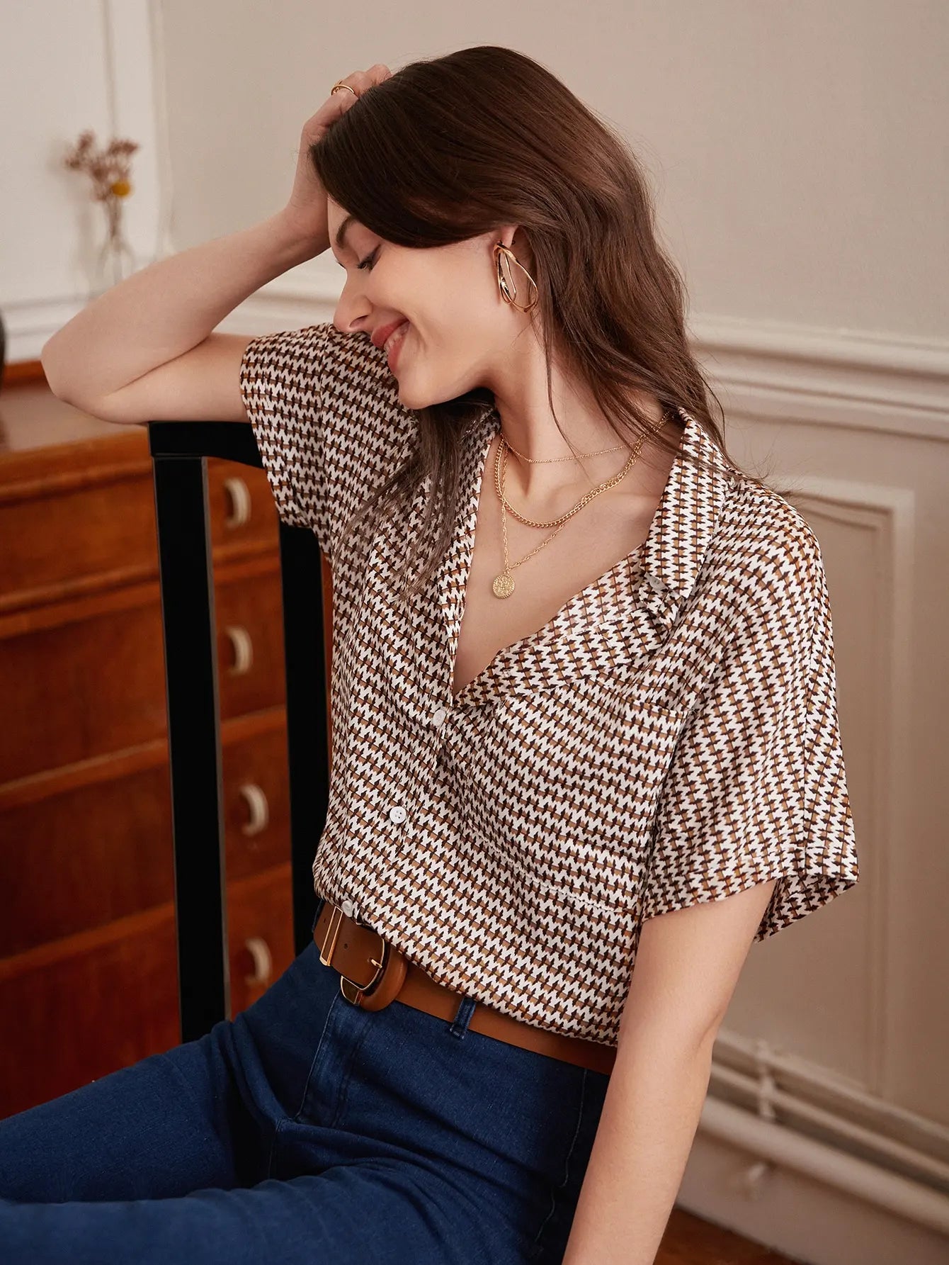 Summer Women’s Vintage Striped Short Sleeve Shirt – Thin Temperament Work Top ☀️✨