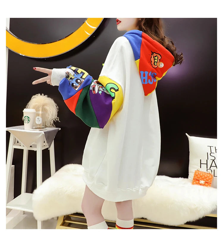 Plus Size Women’s Hoodie – Fleece-Lined Mid-Length Jacket | Autumn Winter Trendy Korean Style Long Sleeve Sweatshirt