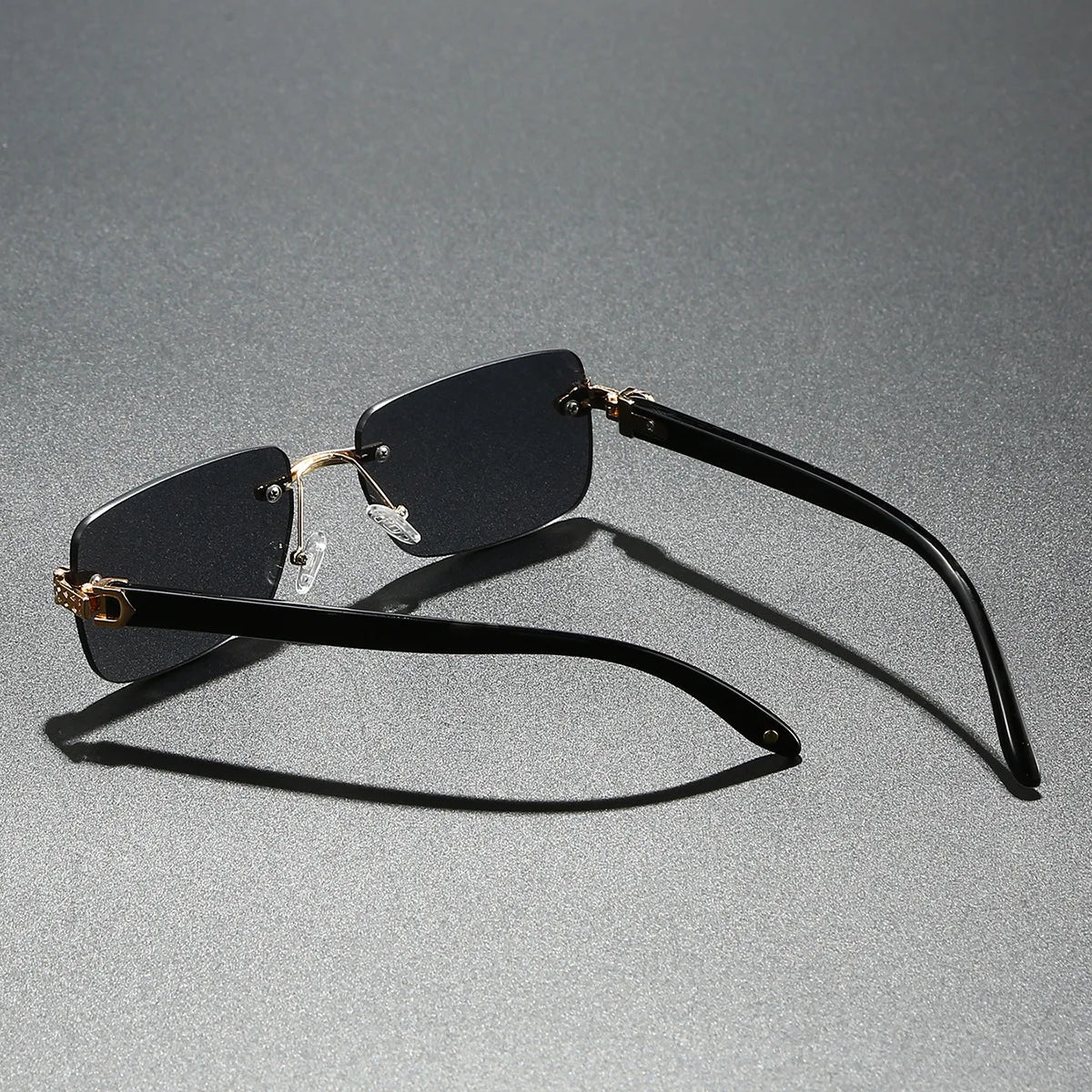 Europe Fashion Rectangular Sunglasses – Men Women Unisex Luxury Rimless Frameless Sun Glasses | Cheetah Style Wooden Texture