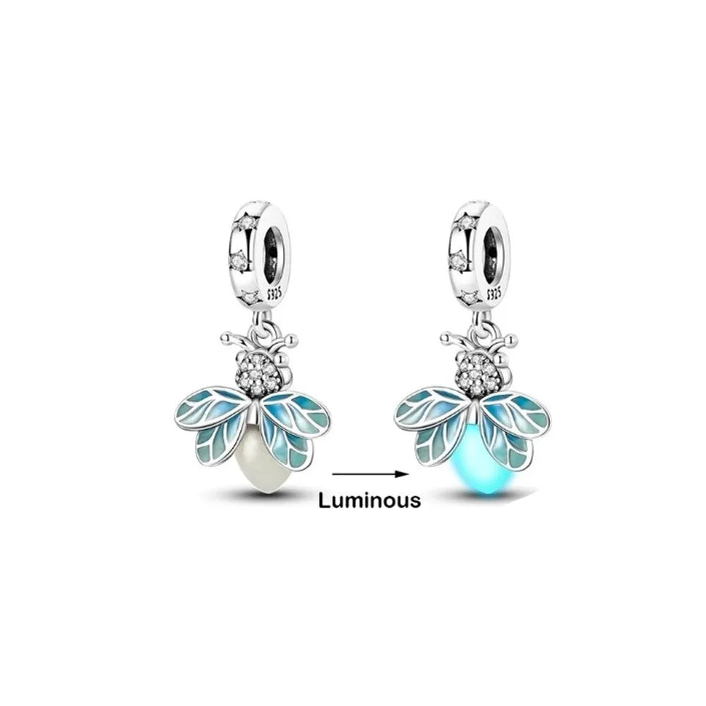 925 Sterling Silver Firefly Light Bulb Pendant | Fits Original Bracelet & Necklace | DIY Jewelry Charm for Women