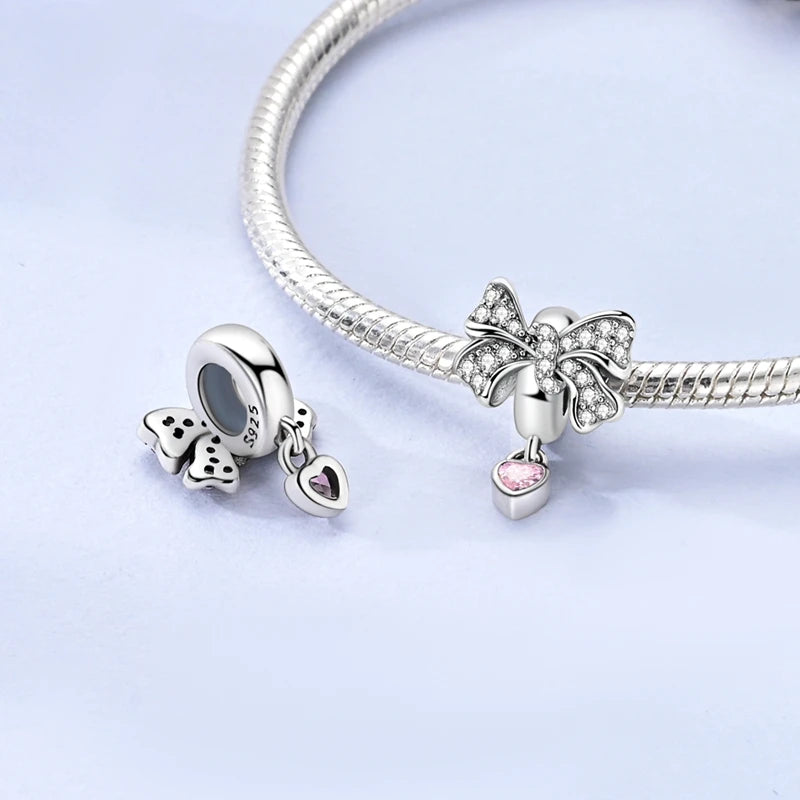 925 Sterling Silver Ballet Shoes & Perfume Bottle Charms | Bow Beads Fit Original Bracelet Pendant DIY Fine Jewelry for Women