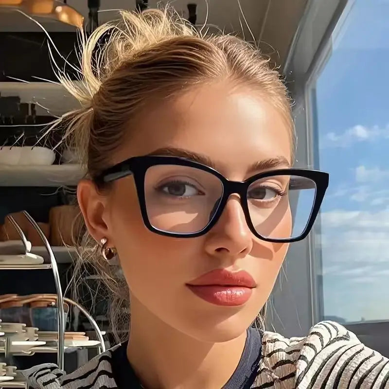 1Pc Classic Fashion Cat Eye Frame Glasses – Non-Prescription Casual Eyewear for Daily Wear, Studying & Reading