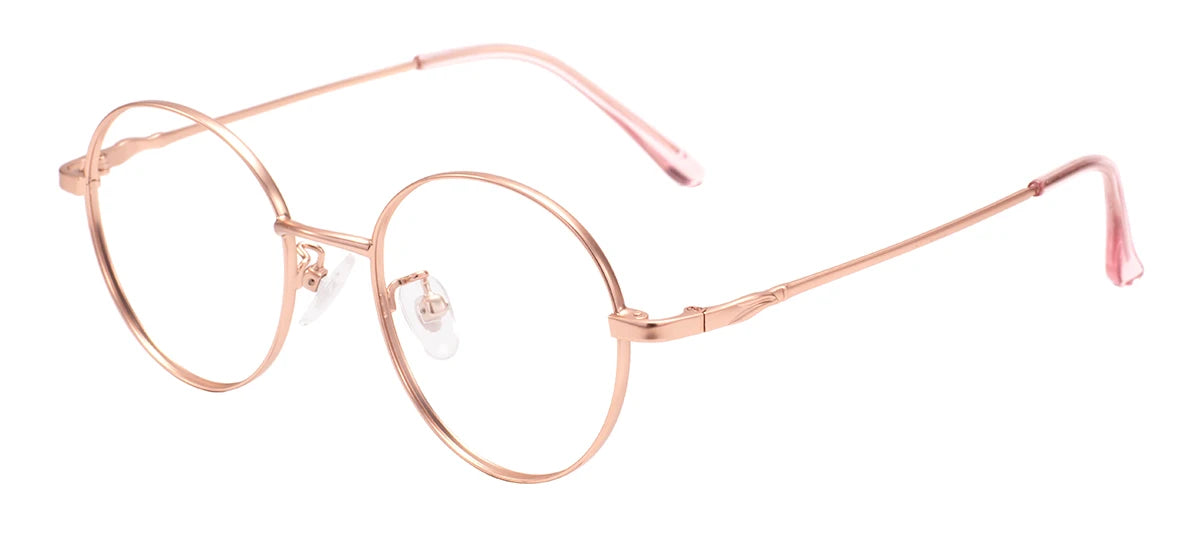 Colorful Round Metal Pink Glasses Frame – Luxury Unisex Full Rim Prescription Eyewear