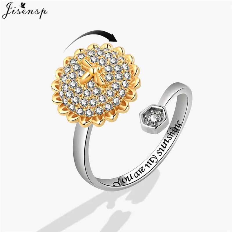 Luxury Fashion Fidget Spinner Ring | Crystal Planet & Butterfly Finger Ring for Women, Anti-Stress Jewelry